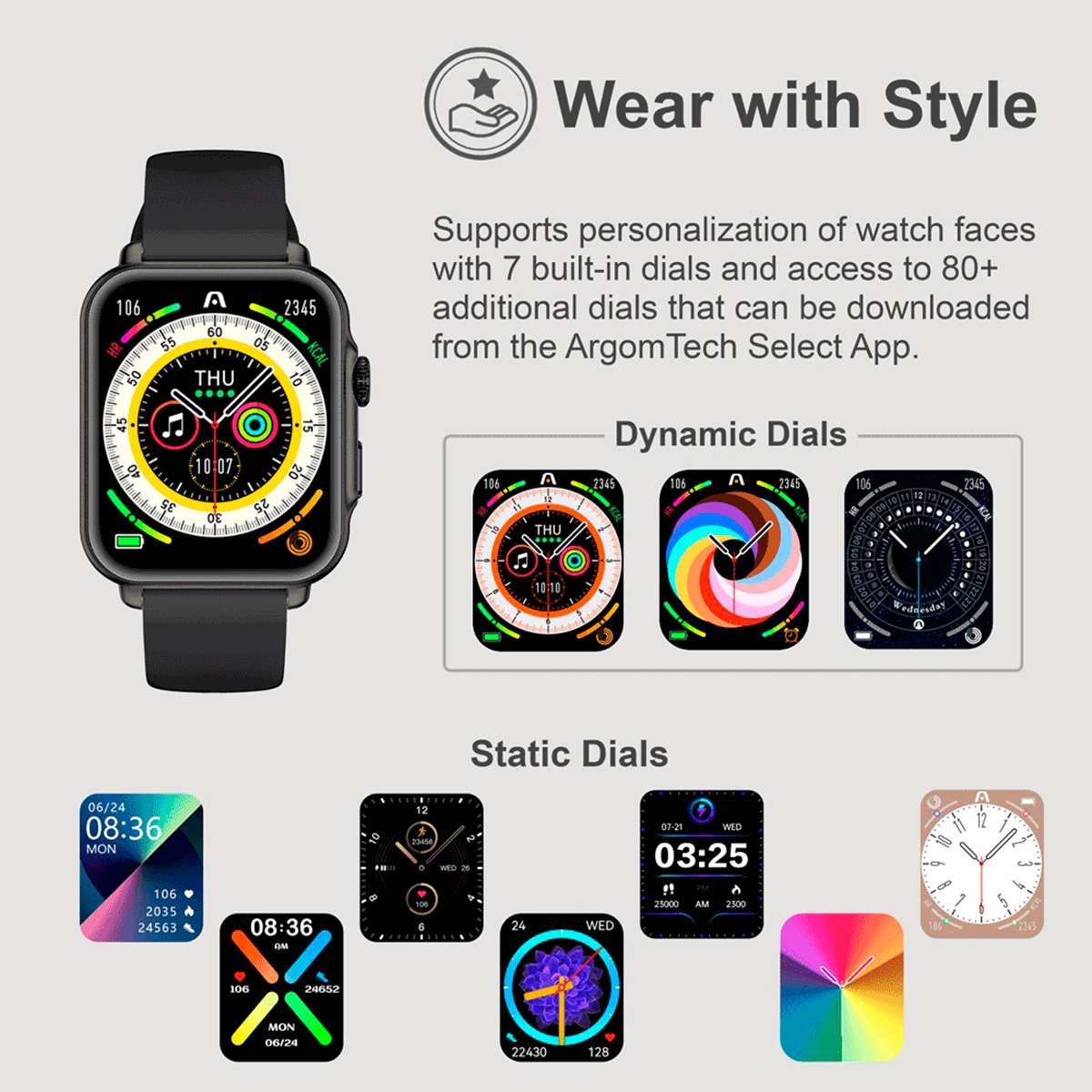 Smartwatch Argomtech S55 Negro Aluminio 1.96